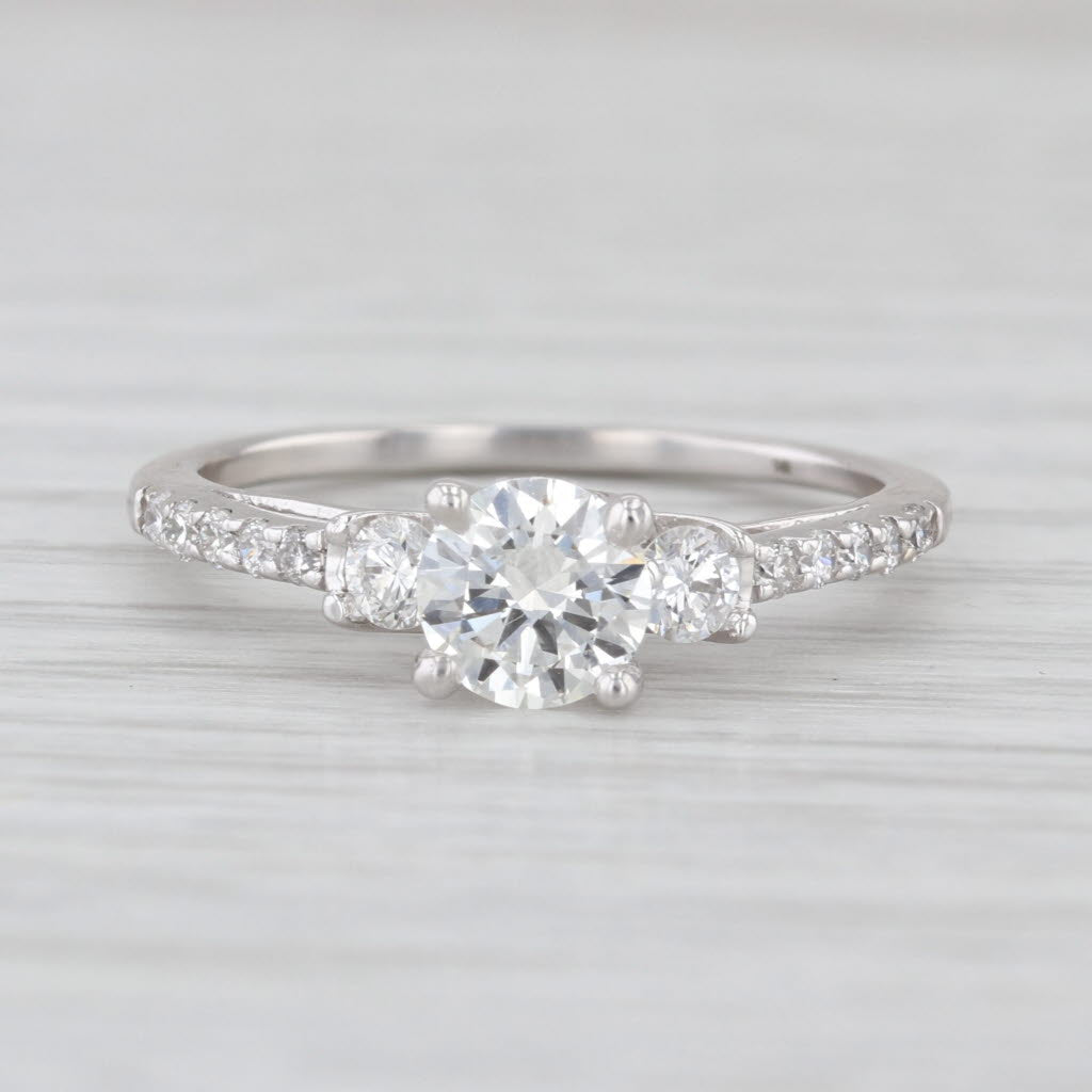 0.82ctw Round Diamond Engagement Ring 14k White Gold Size 7 Cathedral Band