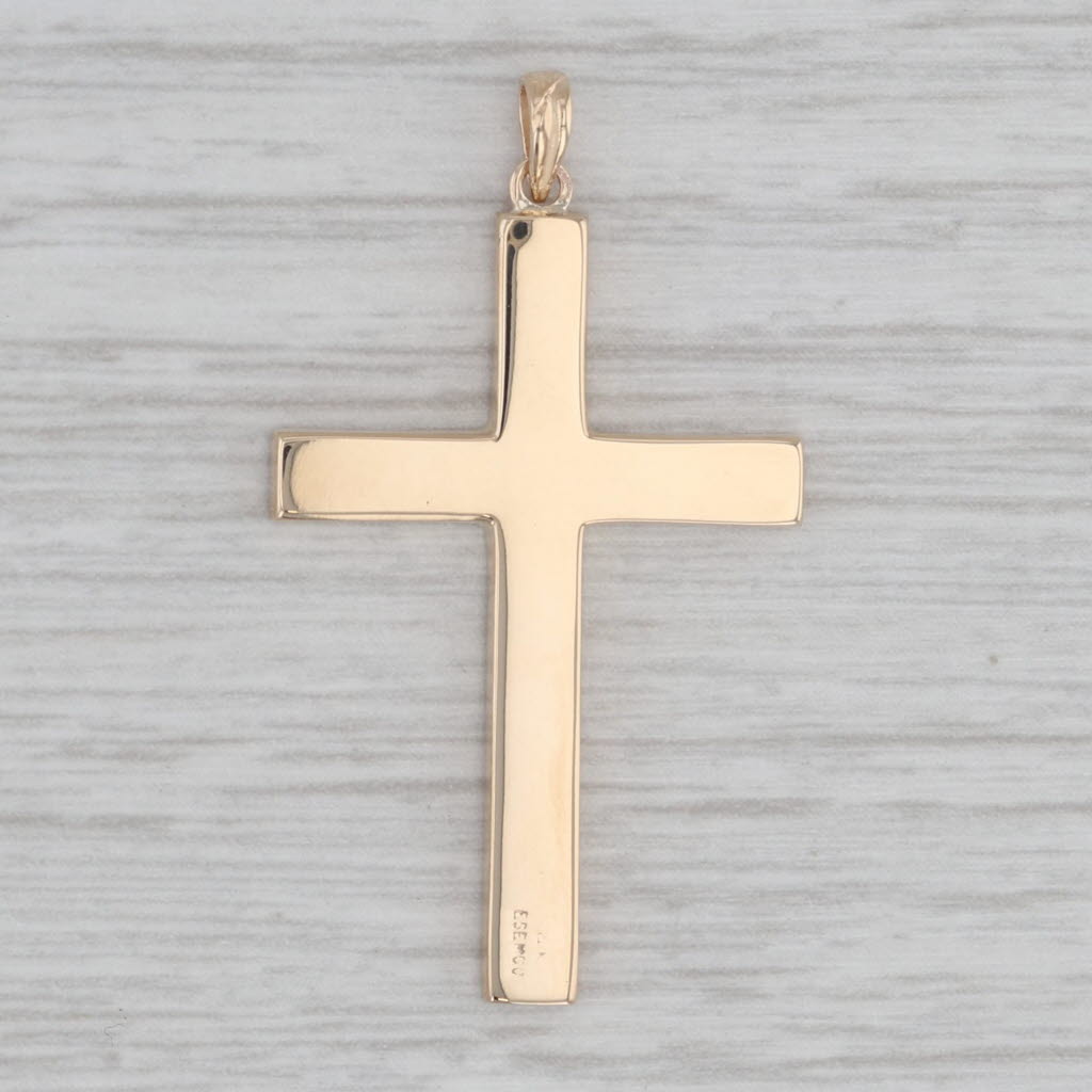 Gray Ornate Framed Cross Pendant 14k Yellow Gold Religious Jewelry