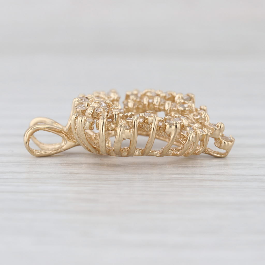 0.72ctw Diamond Cluster Open Heart Pendant 14k Yellow Gold