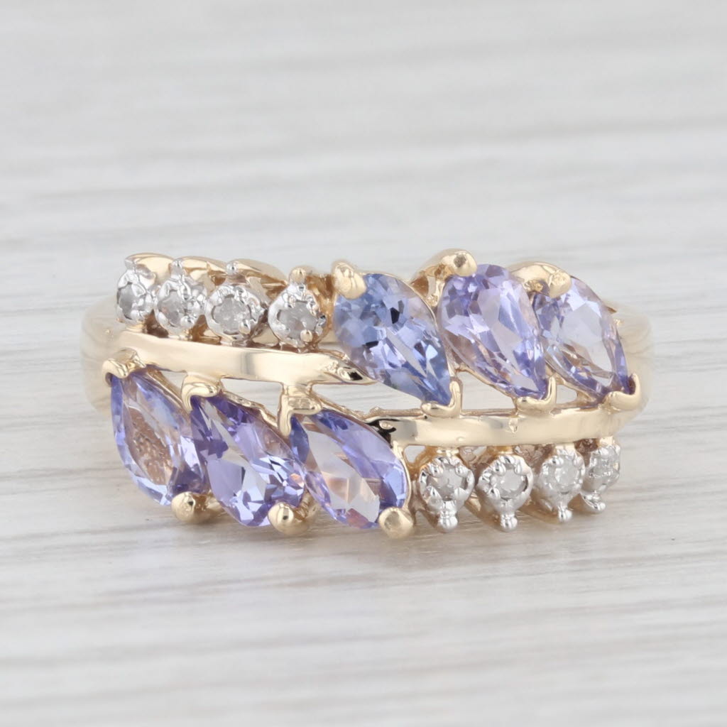 Light Gray 1.39ctw Tanzanite Diamond Ring 10k Yellow Gold Size 6.75