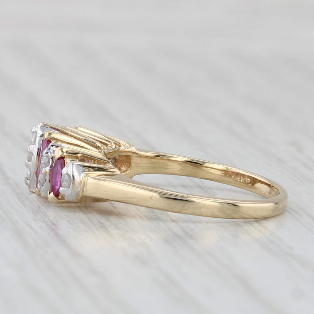 Light Gray 0.60ctw Ruby Diamond Ring 14k Yellow Gold Size 5 Tiered Stackable