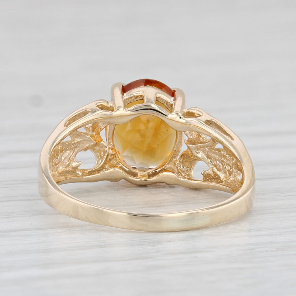 Light Gray 1.66ct Orange Citrine Ring 10k Yellow Gold Size 6 Open Work