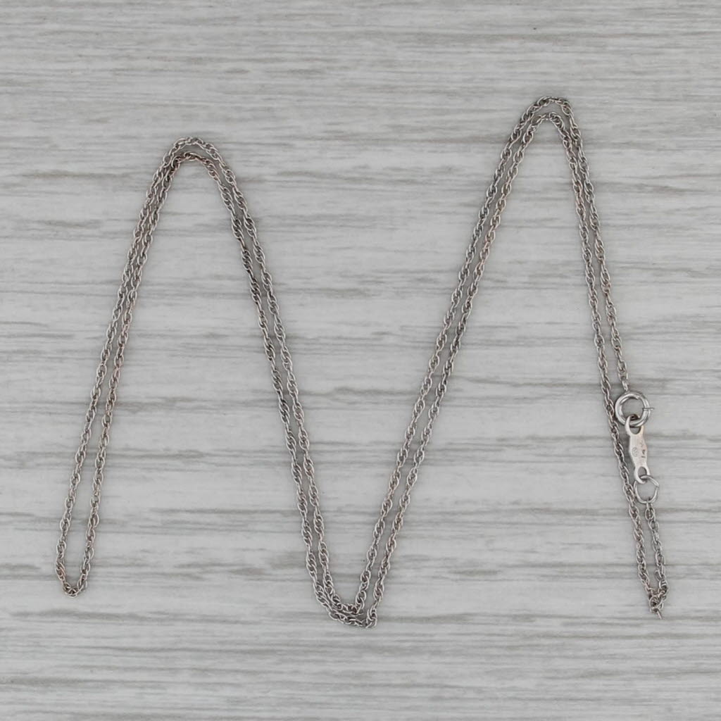 18" 1.1mm Fine Rope Chain Necklace 14k White Gold