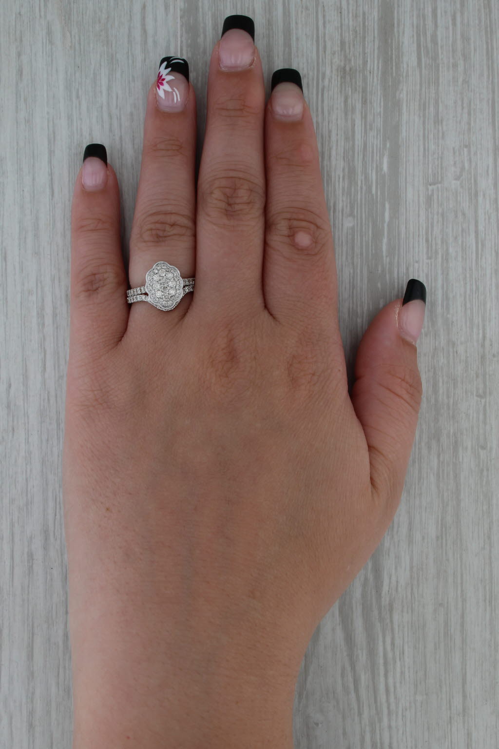 Vintage Bridal 1ctw Diamond Halo Engagement Ring Wedding Band 10k Gold Size 7