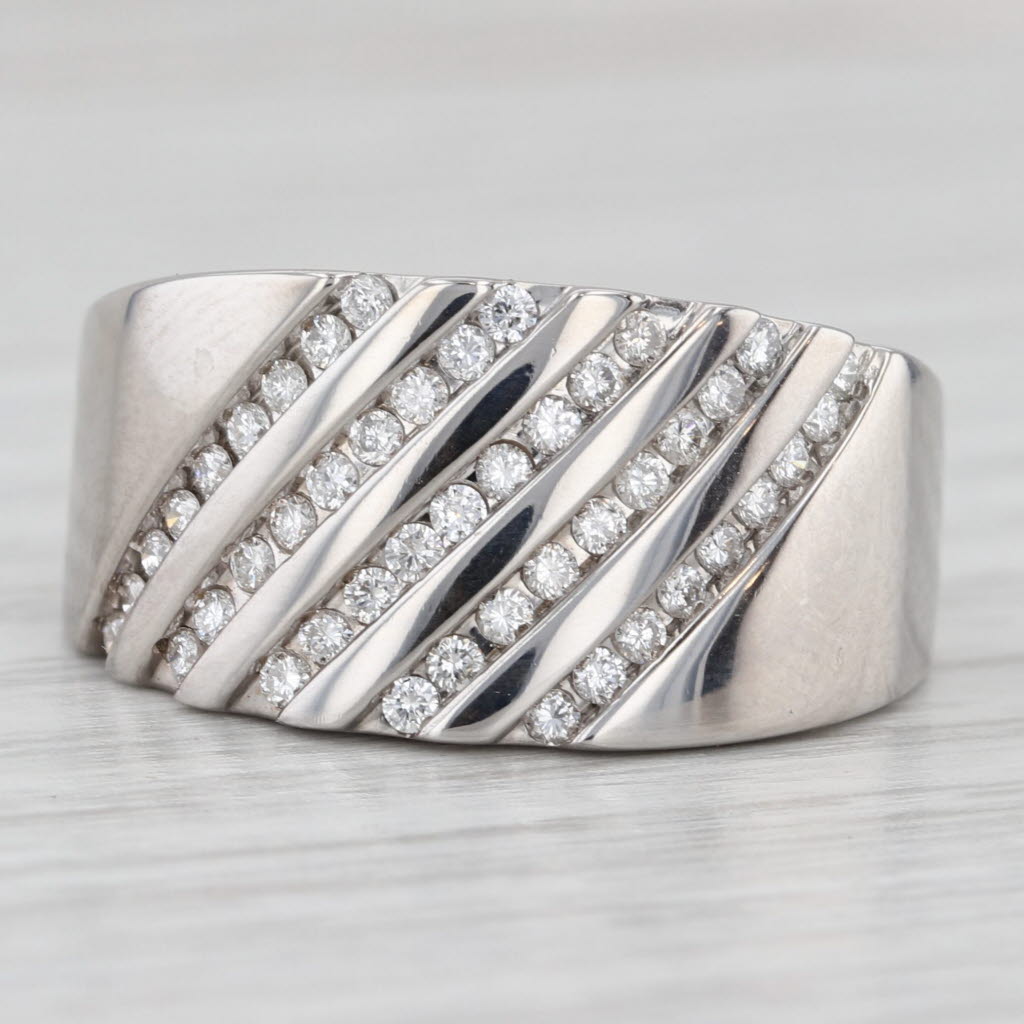 Light Gray 0.50ctw Diamond Rows Ring 14k White Gold Size 9