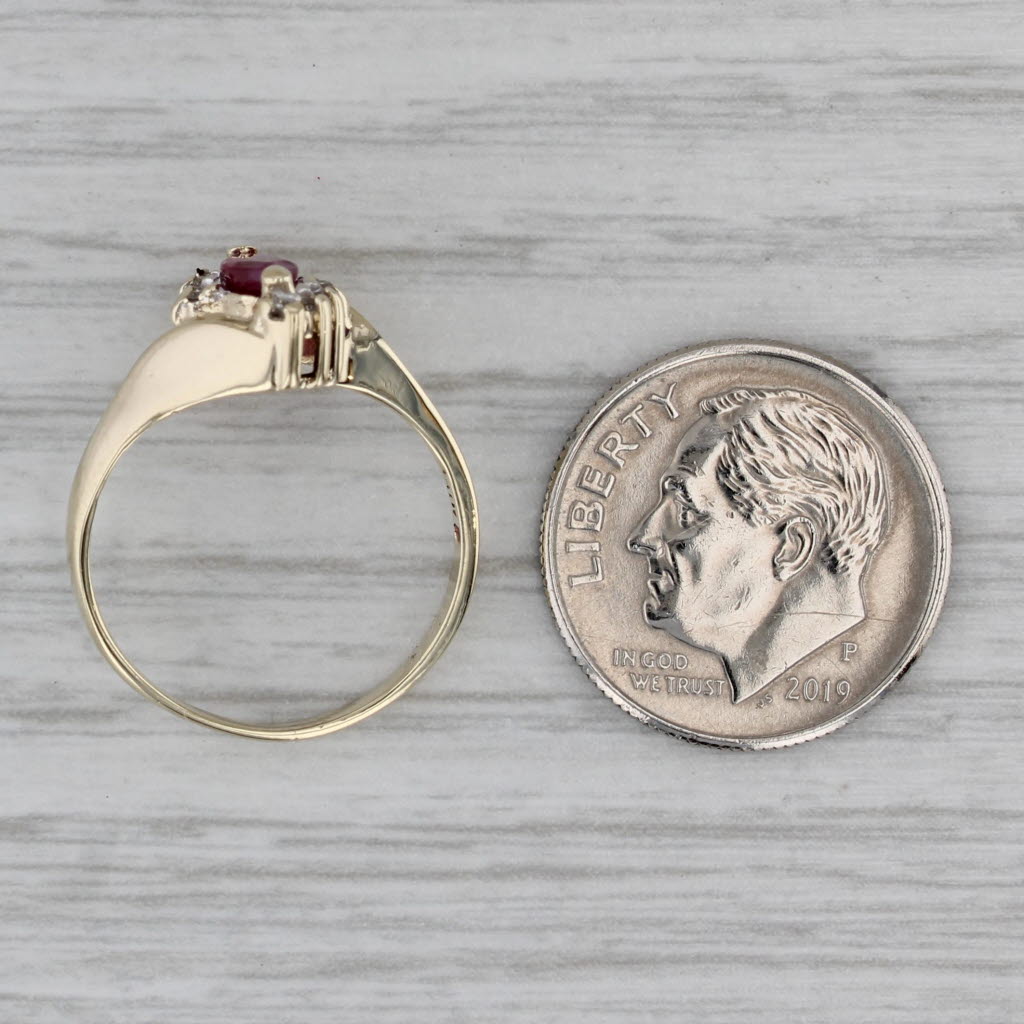 Gray 0.36ctw Marquise Ruby Diamond Bypass Ring 10k Yellow Gold Size 5