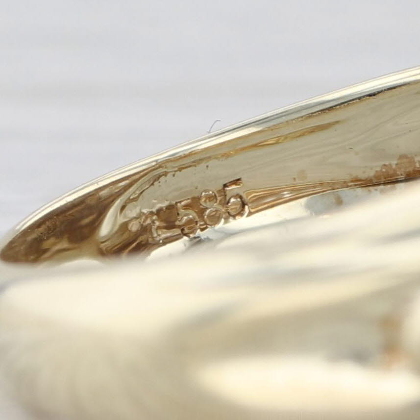 Graduated Cultured Pearl Beveled Ring 14k Yellow Gold Size 6