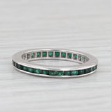 Vintage Lab Created Green Gemstone Eternity Band 12k White Gold Size 4.5