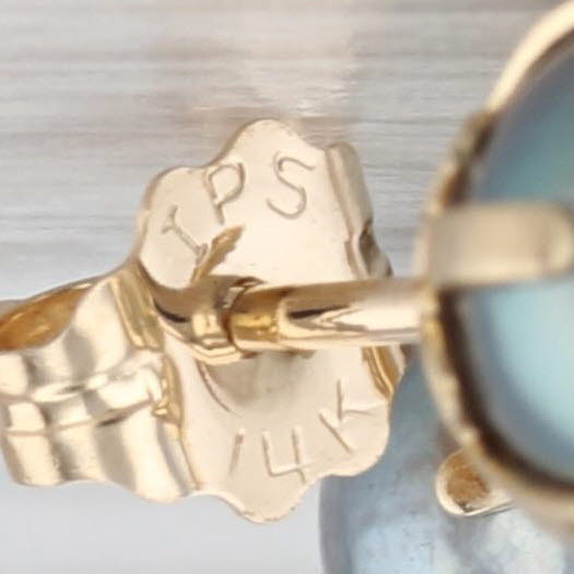 6.4mm Black Cultured Pearl Solitaire Stud Earrings 14k Yellow Gold Studs