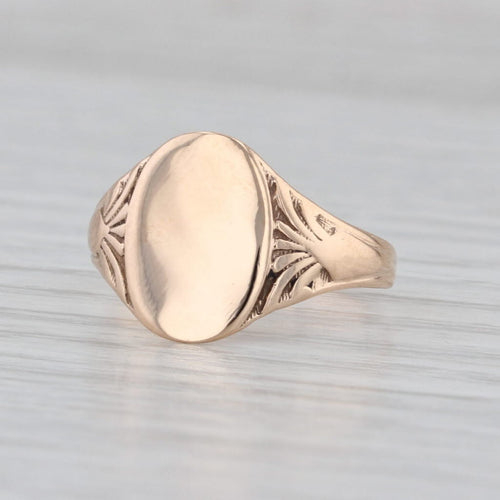 Vintage Engravable Signet Ring 10k Yellow Gold Size 6.25