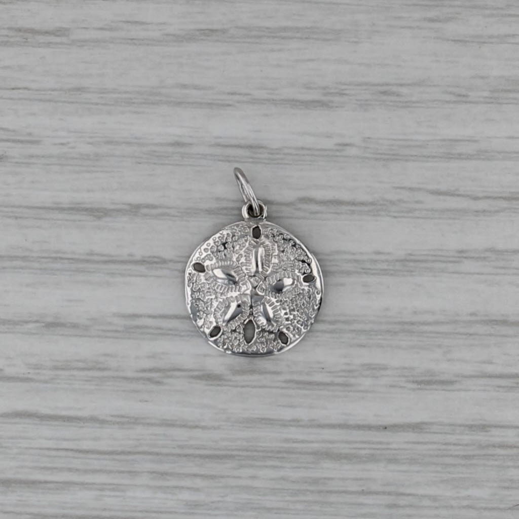 Sand Dollar Pendant 14k White Gold Nautical Charm