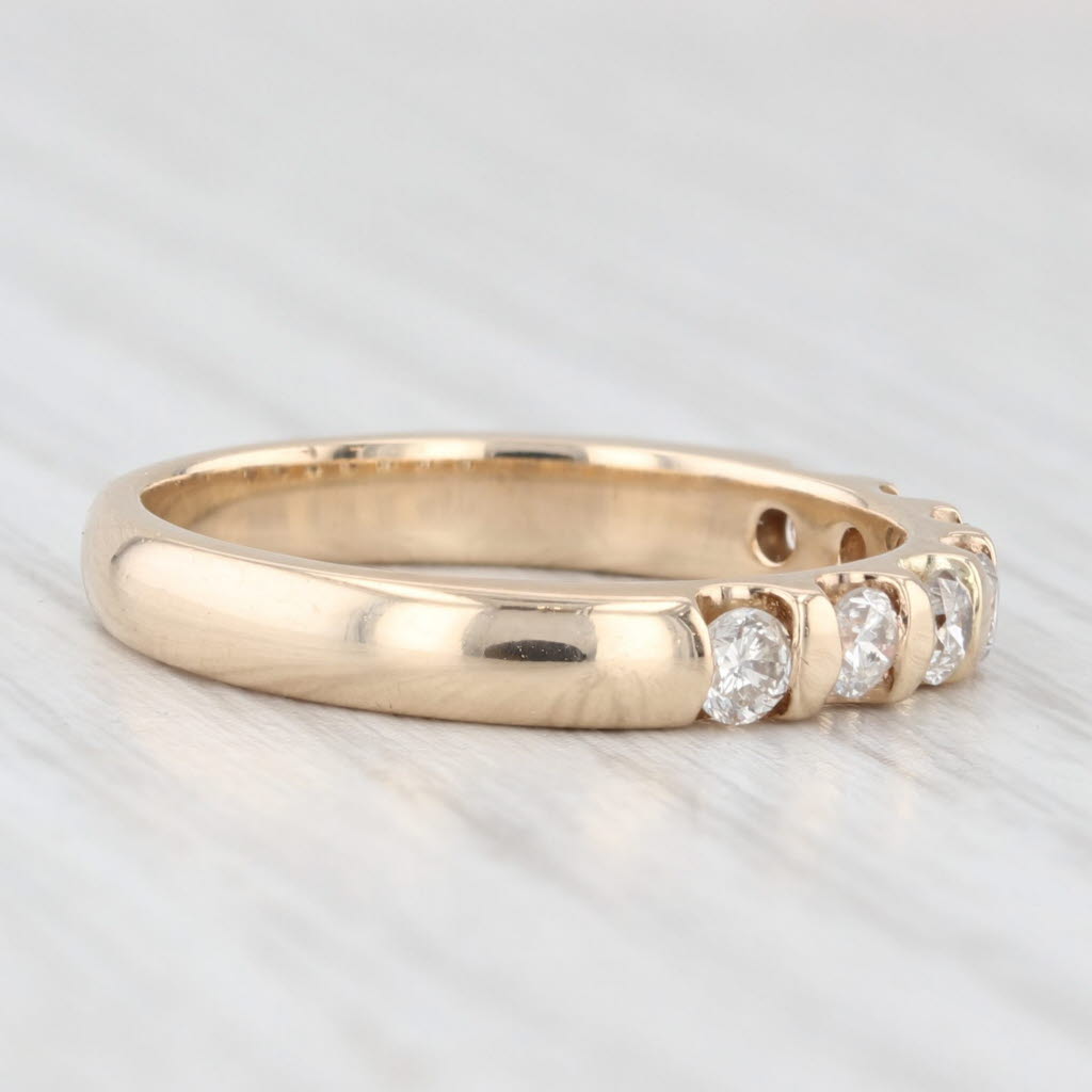 Light Gray 0.38ctw Diamond Wedding Band 14k Yellow Gold Size 7 Stackable Anniversary Ring