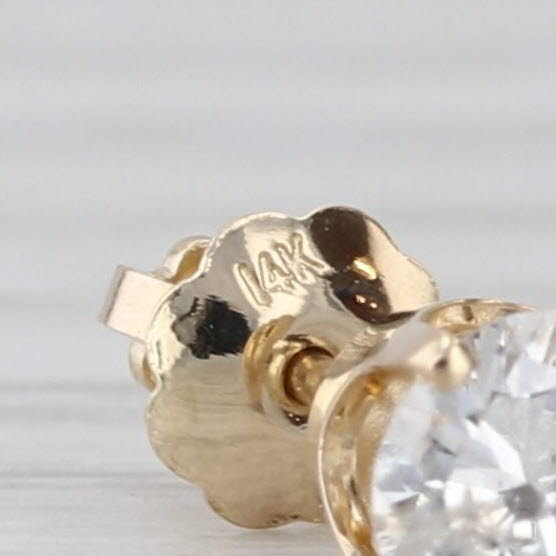 0.41ct Single Diamond Stud Earring 14k Yellow Gold Round Solitaire Screw Back