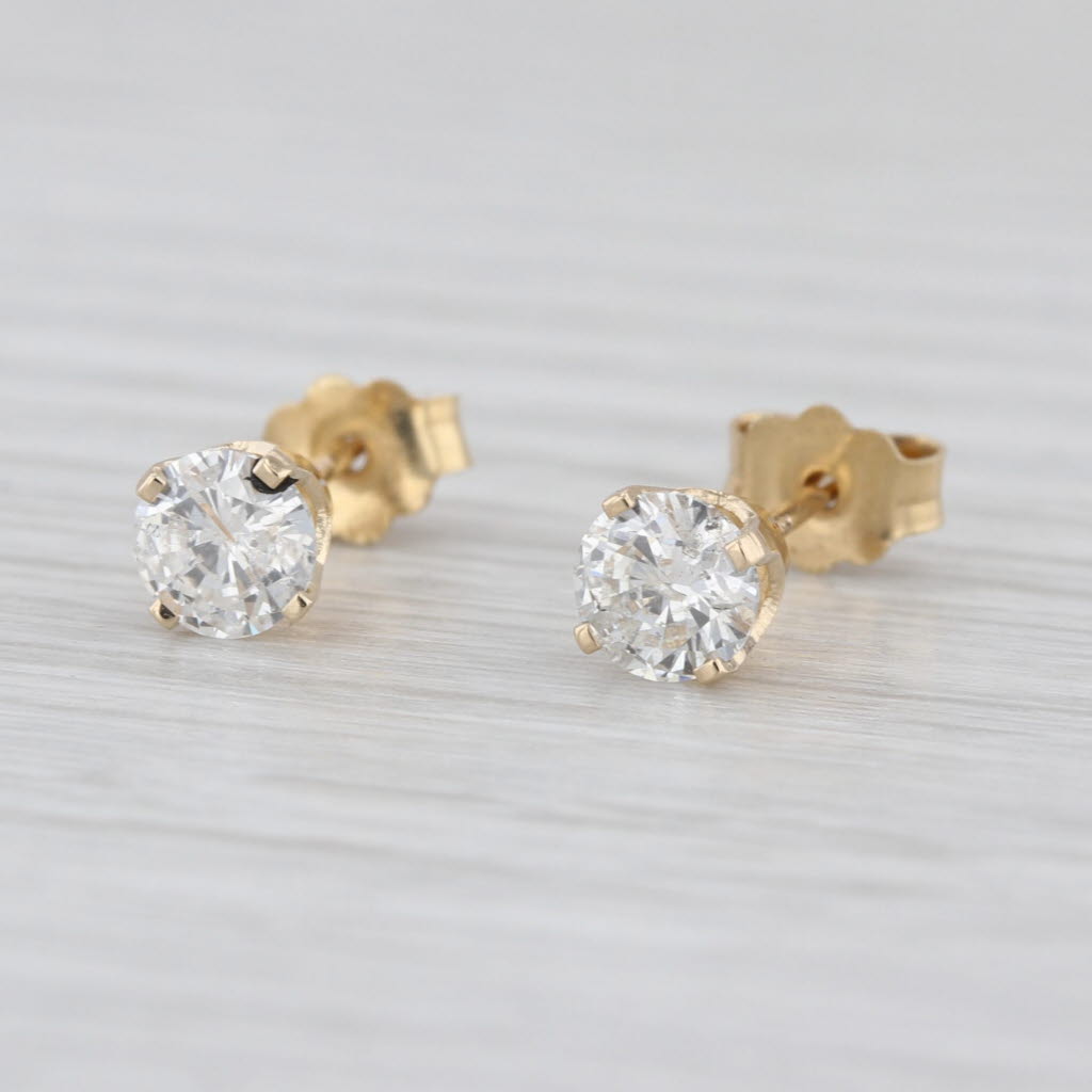0.78ctw Round Solitaire Stud Earrings 14k Yellow Gold Studs
