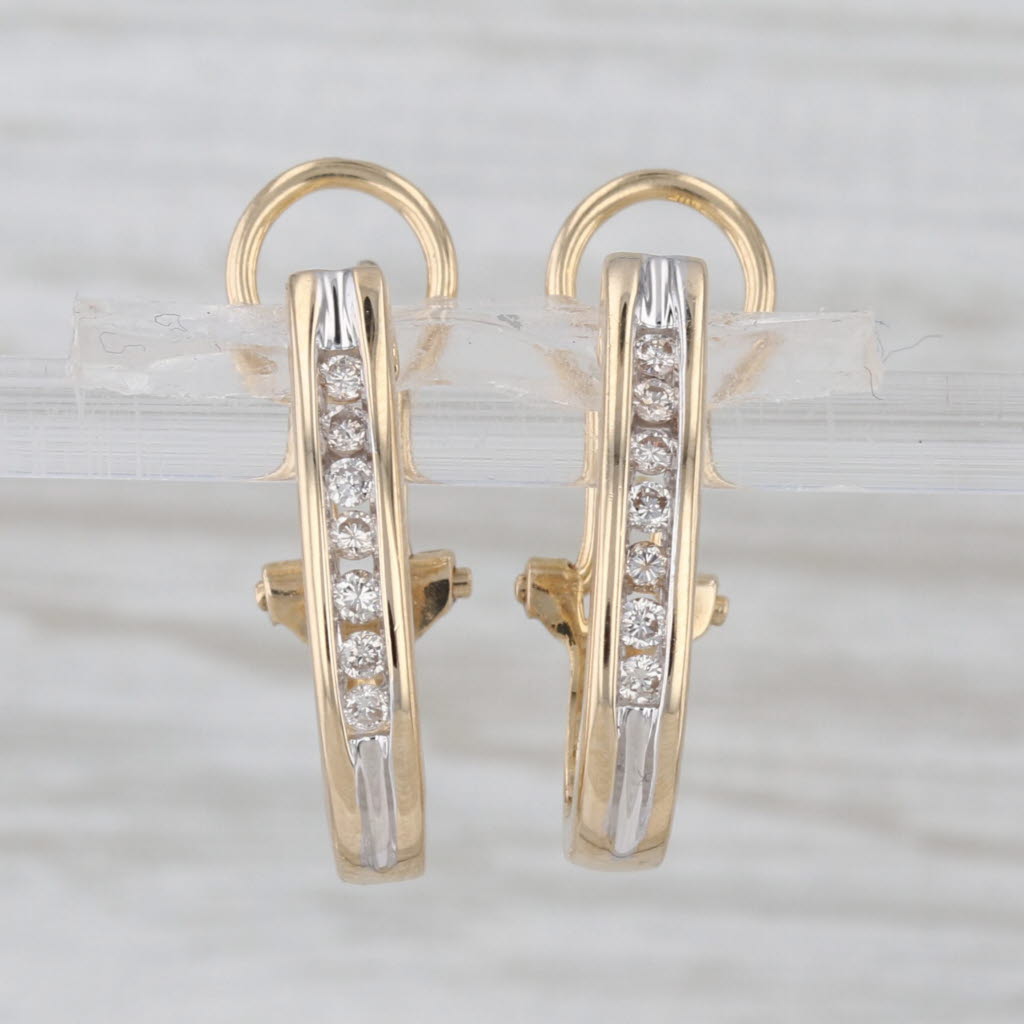 0.20ctw Diamond Journey J-Hook Earrings 14k Yellow Gold Omega Backs