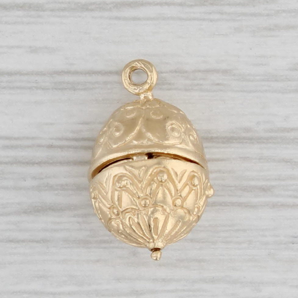 Gray Ornate Egg Ballerina Charm 14k Yellow Gold Pendant