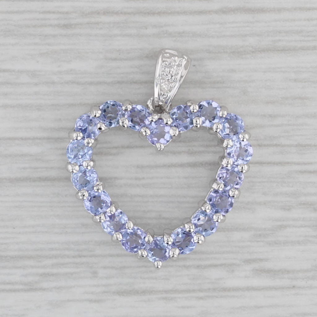 Gray 1.60ctw Tanzanite Open Heart Pendant 10k White Gold