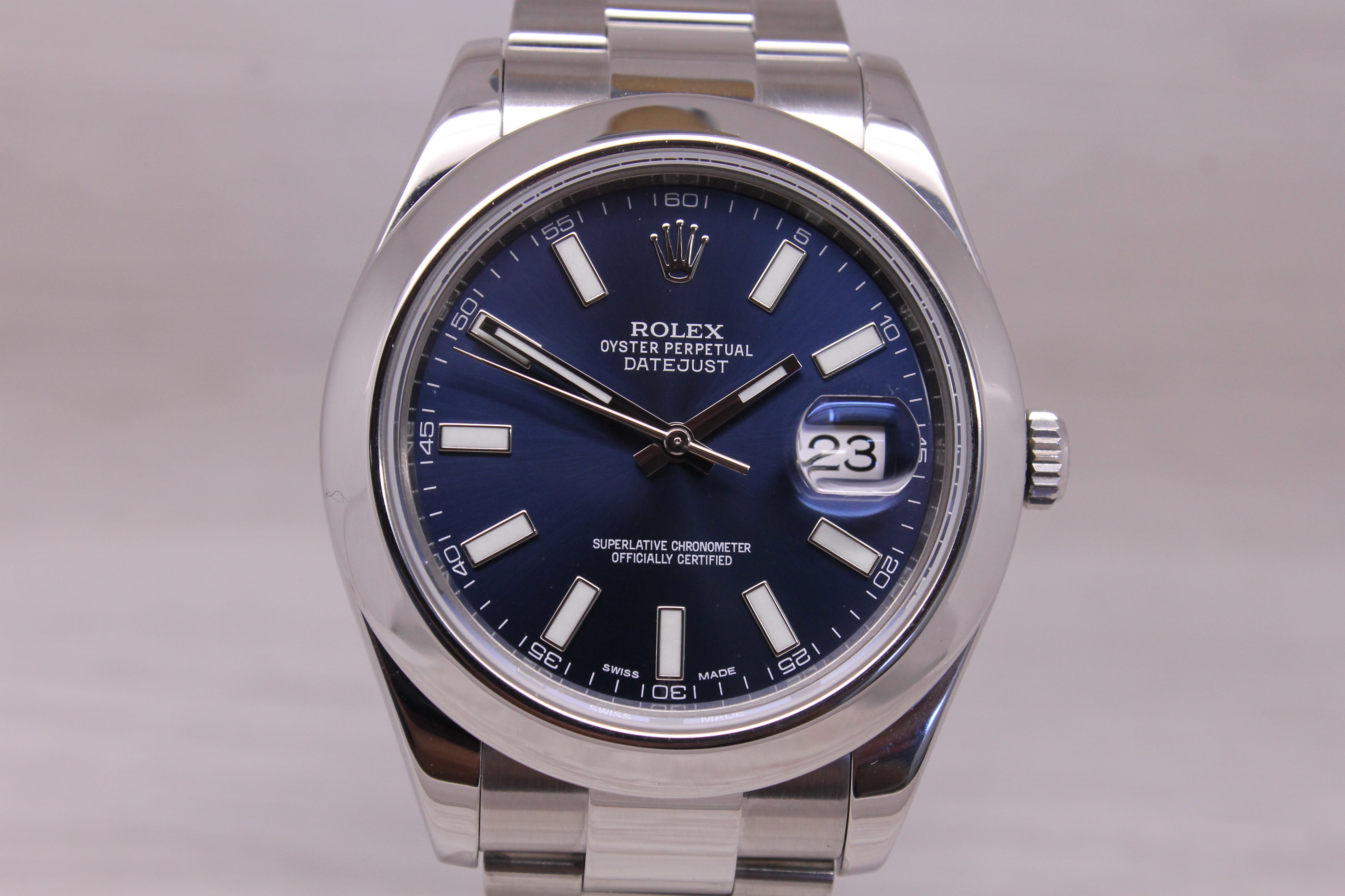 Rolex Datejust II 41mm 116300 Mens Automatic Steel Watch Oyster Bracelet Blue