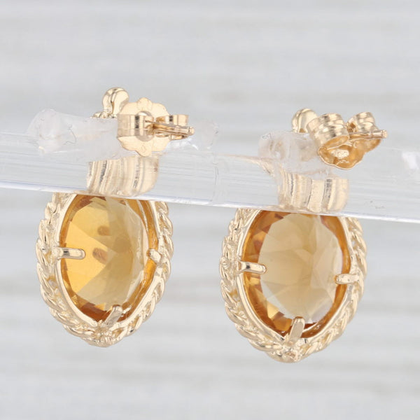3.40ctw Oval Orange Citrine Dangle Earrings 14k Yellow Gold Solitaire Drops