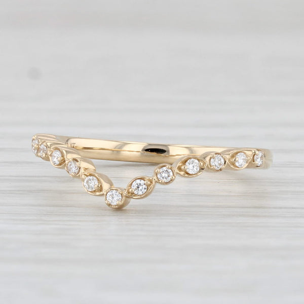 New 0.10ctw Contoured Diamond Ring 14k Yellow Gold Wedding Band Guard Size 6.5