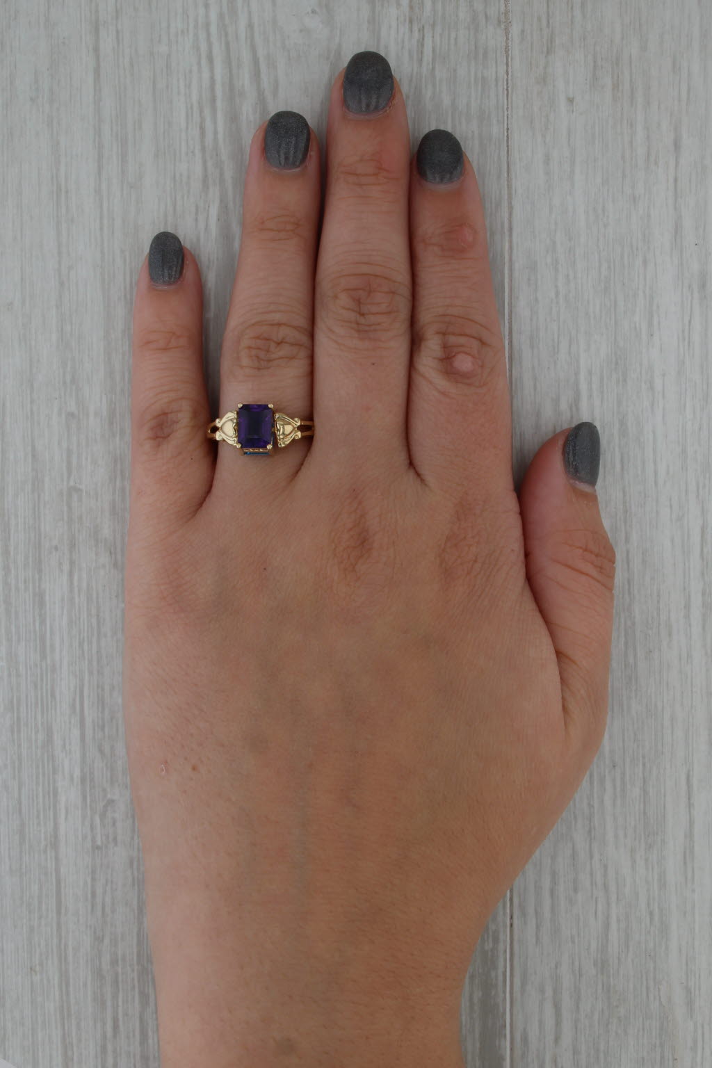 3.60ctw Reversible Amethyst Topaz Flip Ring 10k Yellow Gold Size 7.5
