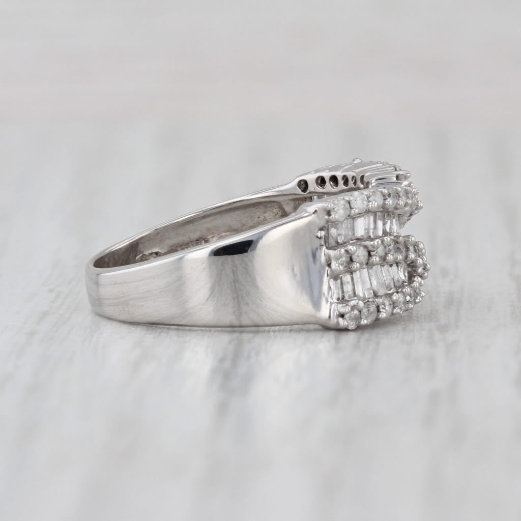 0.94ctw Diamond Crossover Ring 10k White Gold Size 7