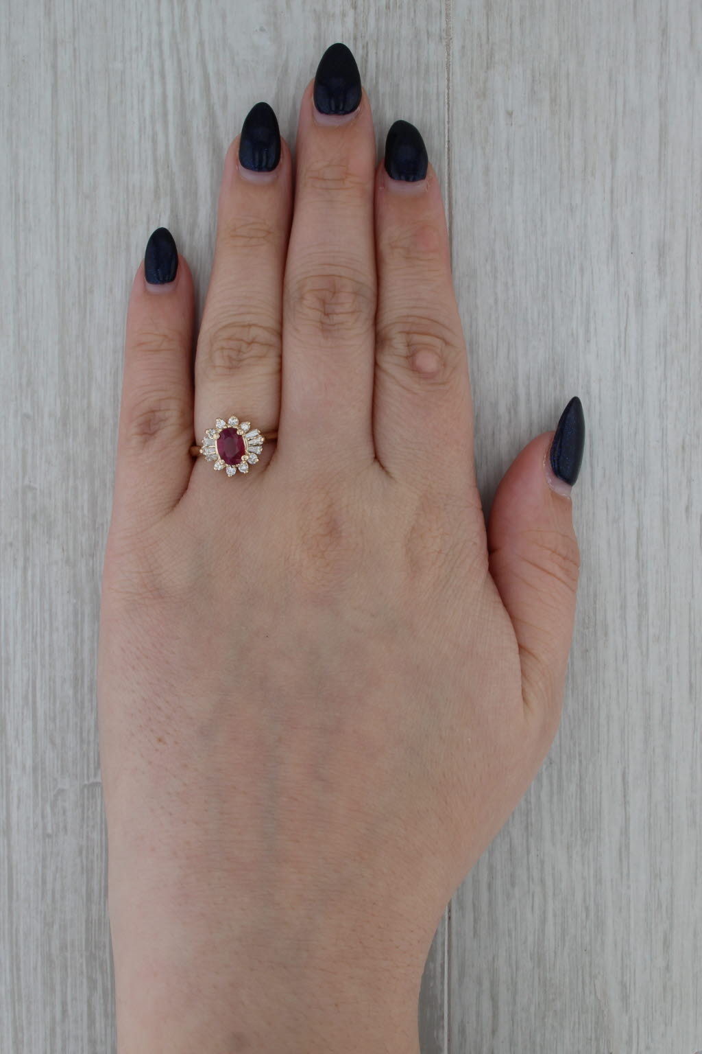 1.40ctw Ruby Diamond Halo Ring 14k Yellow Gold Size 6.75