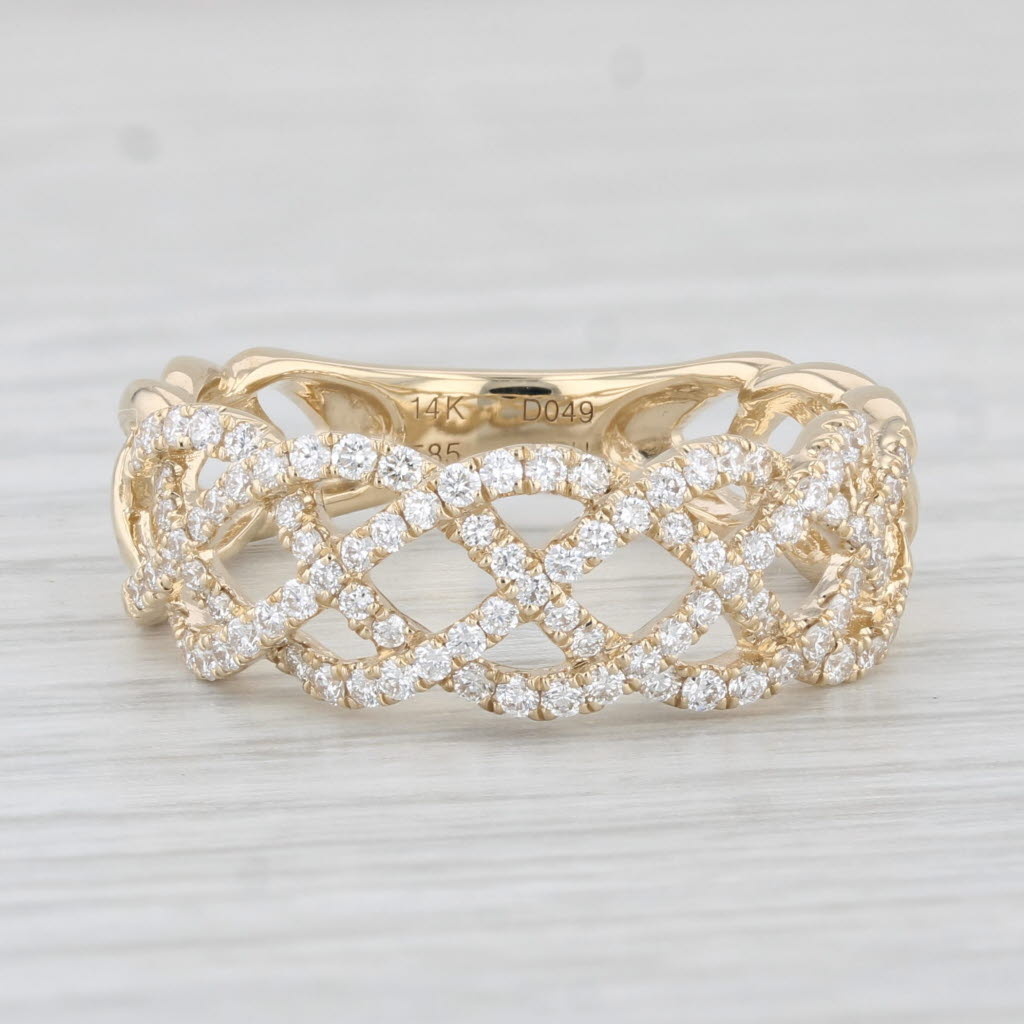 Light Gray New 0.49ctw Diamond Woven Ring 14k Yellow Gold Size 7 Band