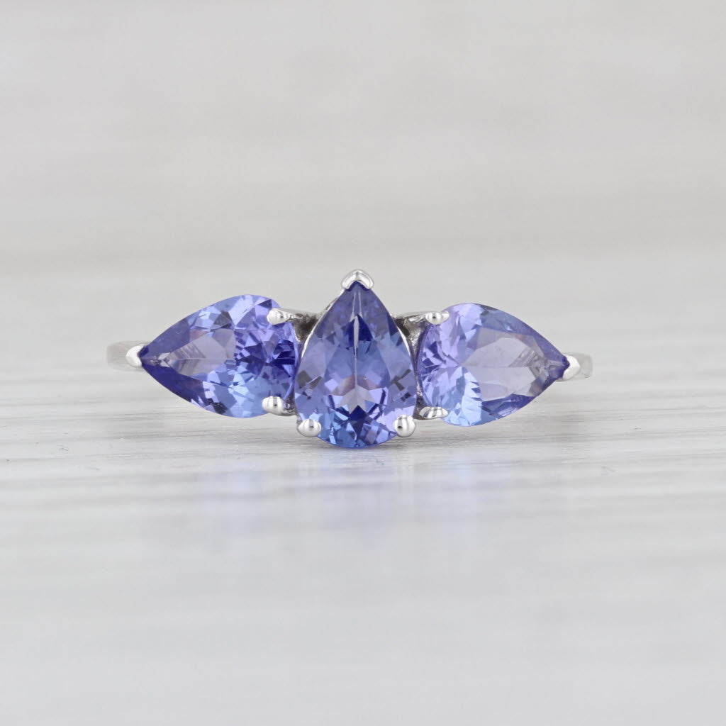 2.10ctw Pear Tanzanite 3-Stone Ring 10k White Gold Size 8.25