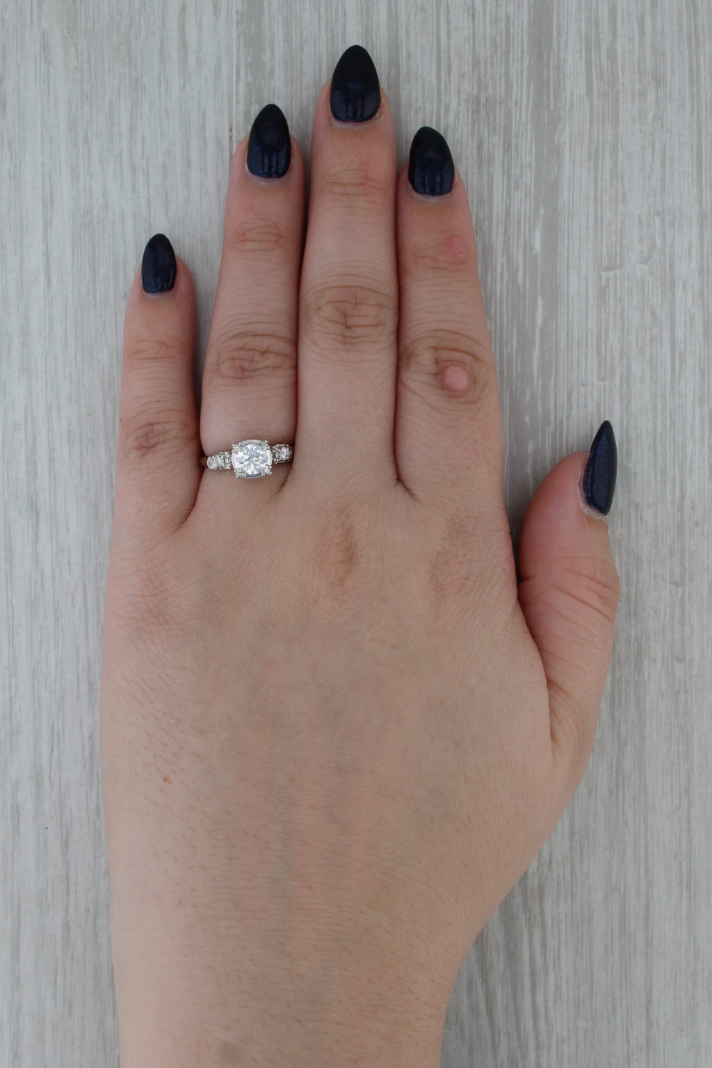 Vintage Round 0.64ctw Diamond Engagement Ring 900 Platinum Size 6