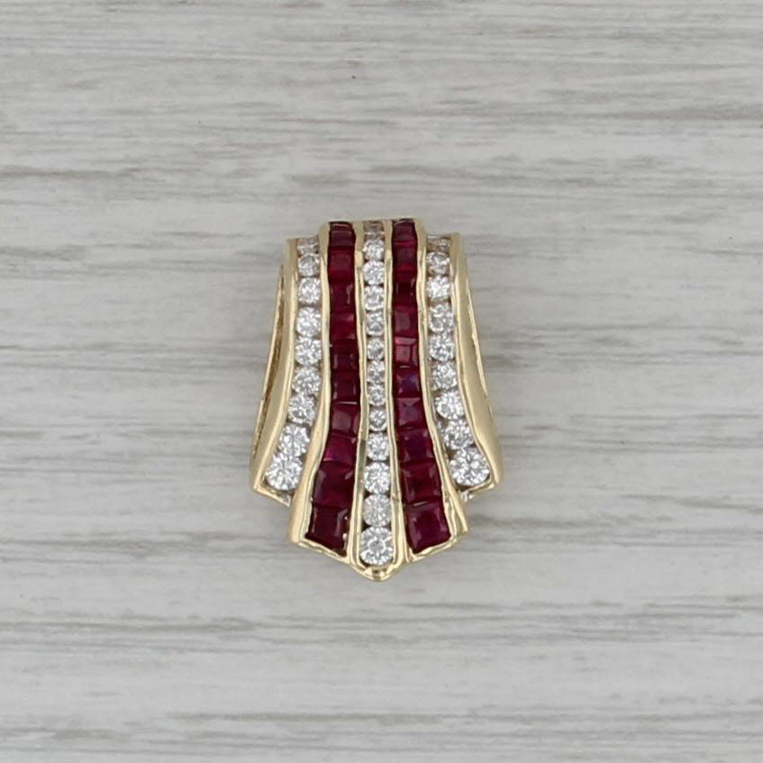 2.70ctw Ruby Diamond Slide Pendant 18k Yellow Gold Tapering Drop