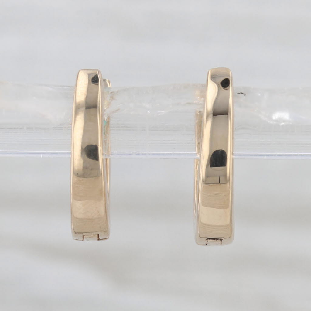 0.90ctw Emerald Hoop Earrings 14k Yellow Gold Hinged Round Hoops Snap Top