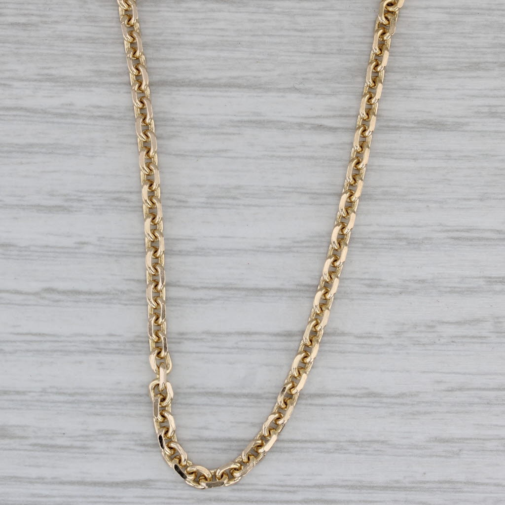 Gray Rolo Cable Chain Necklace 14k Yellow Gold 19" 3mm