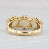 Light Gray Vintage Ornate 3-Stone Opal Ring 18k Yellow Gold Size 6.75
