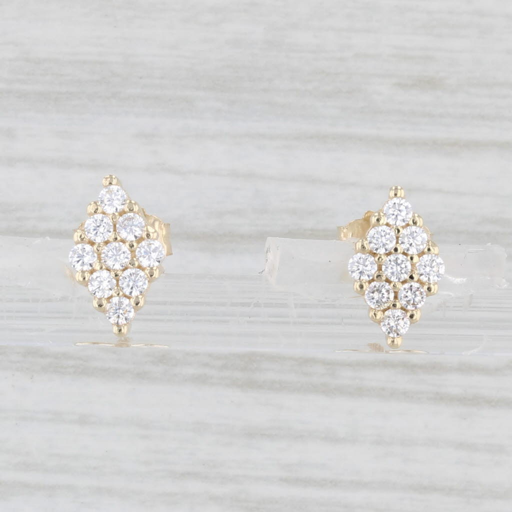 Light Gray 0.27ctw Cubic Zirconia Cluster Stud Earrings 10k Yellow Gold