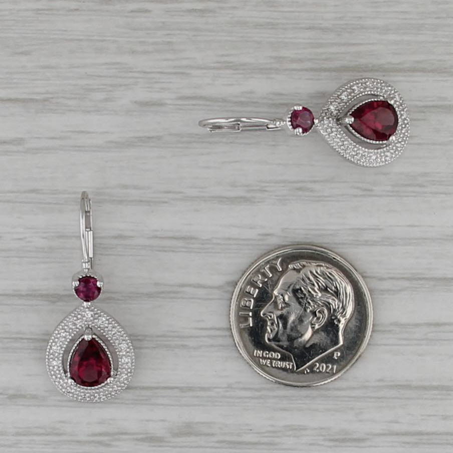 2.11ctw Garnet Diamond Drop Earrings 14k White Gold