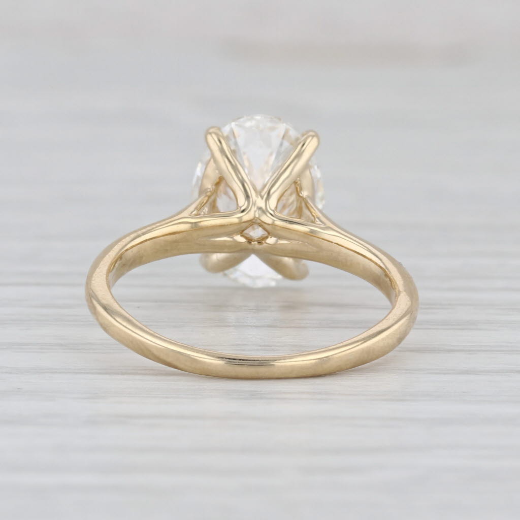 IGI 3.51ct F VS1 Oval Lab Grown Diamond Engagement Ring 14k Yellow Gold Size 7.5