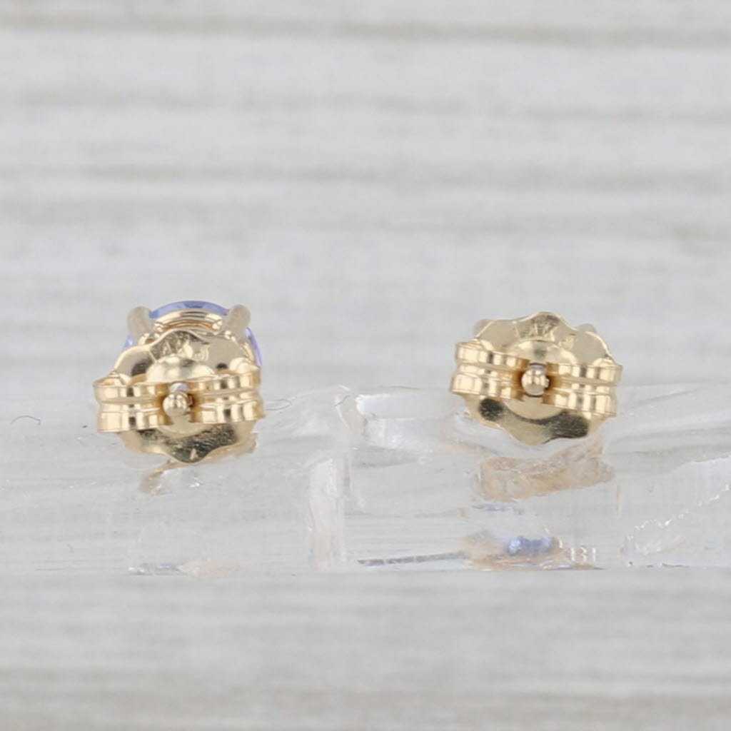 0.80ctw Round Tanzanite Stud Earrings 14k Yellow Gold Solitaire Studs