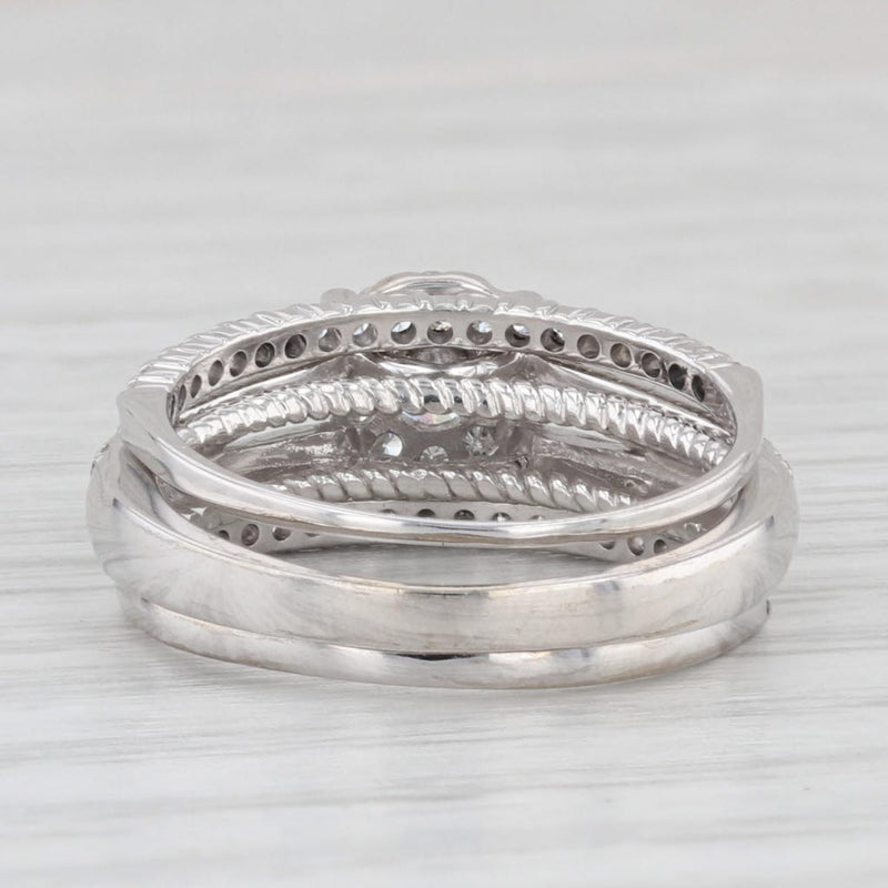 0.82ctw Diamond Halo Engagement Ring 2 Wedding Band Bridal Set 14k Gold Sz 6.25