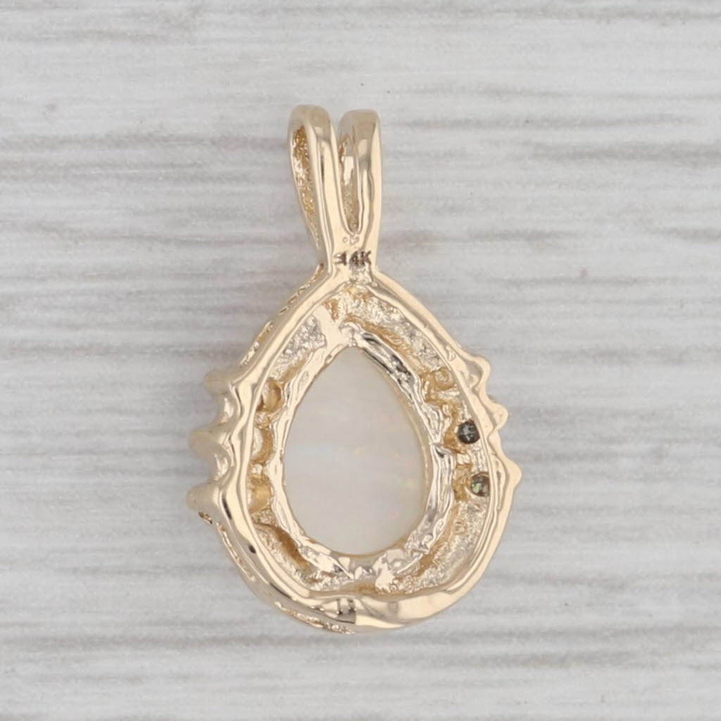 Gray Opal Diamond Teardrop Pendant 14k Yellow Gold