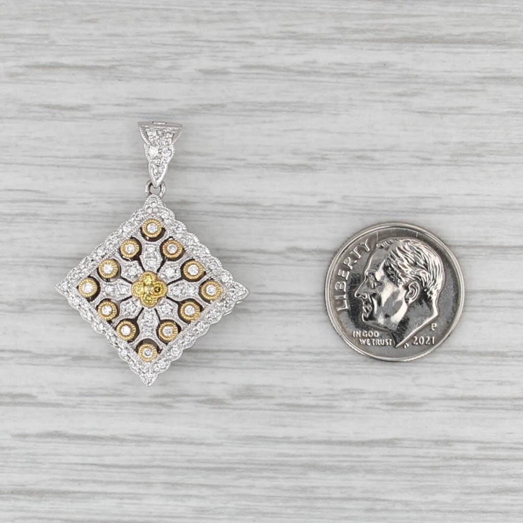 0.37ctw Diamond Ornate Pendant 18k White Yellow Gold Openwork Diffurser