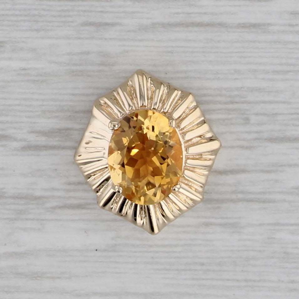 Gray 1.70ct Citrine Slide Bracelet Charm 14k Yellow Gold Vintage Richard Klein