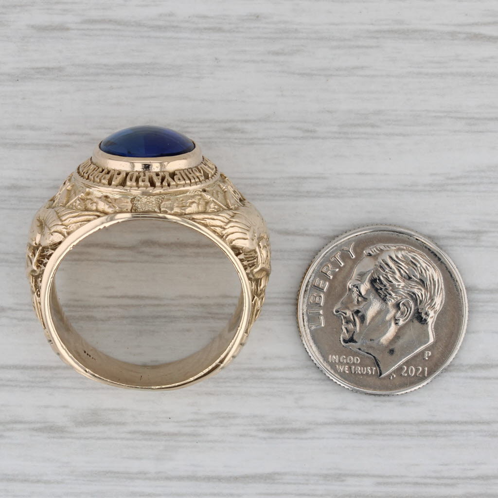 Gray Norfolk Naval Shipyard Apprentice School Ring 10k Gold Lab Created Sapphire