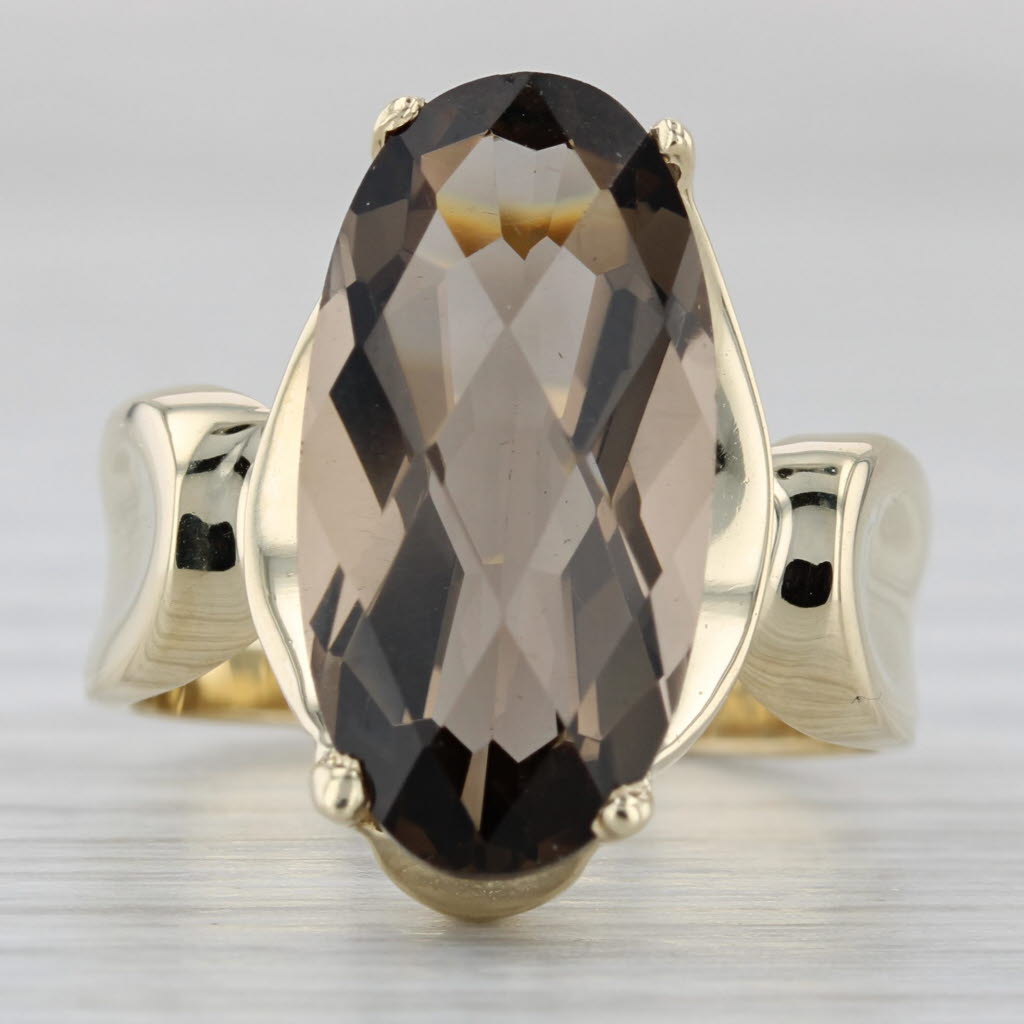 Gray 6.15ct Oval Smoky Quartz Solitaire Ring 14k Yellow Gold Size 6