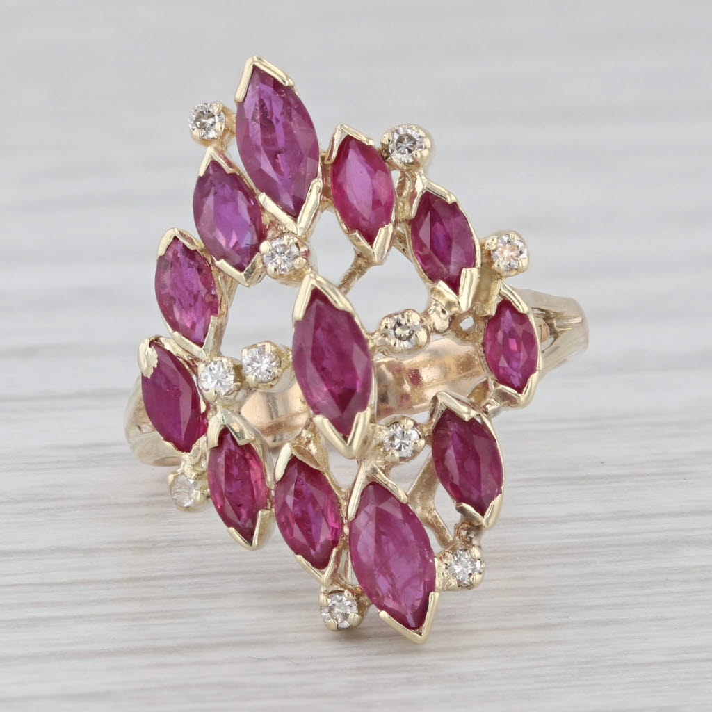 Light Gray 2.50ctw Ruby Diamond Cocktail Ring 14k Yellow Gold Size 6.25