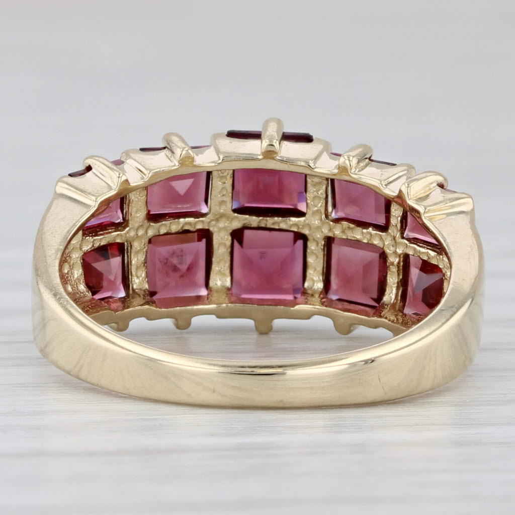 Gray 3ctw Garnet Squares Ring 14k Yellow Gold Size 7