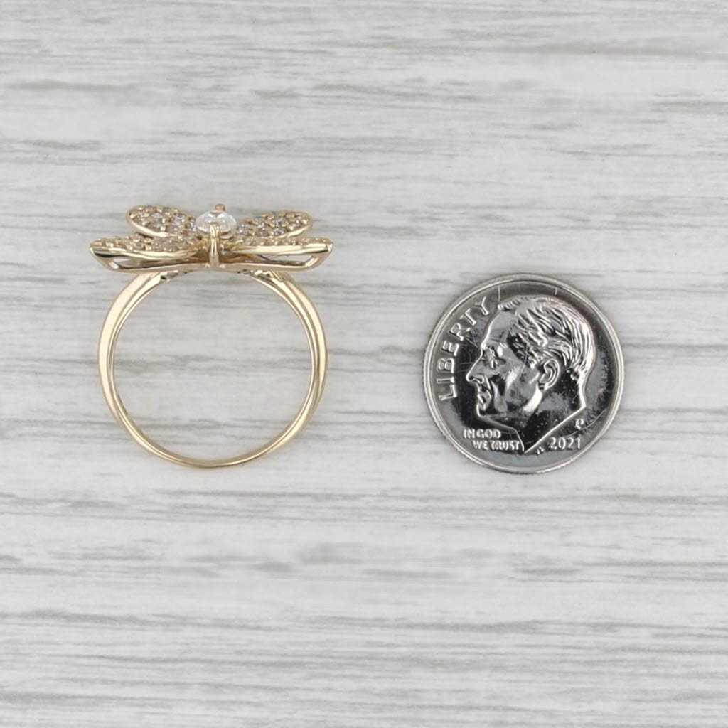 1.36ctw Pave Diamond Marquise Butterfly Ring 14k Yellow Gold Size 7 Coctail