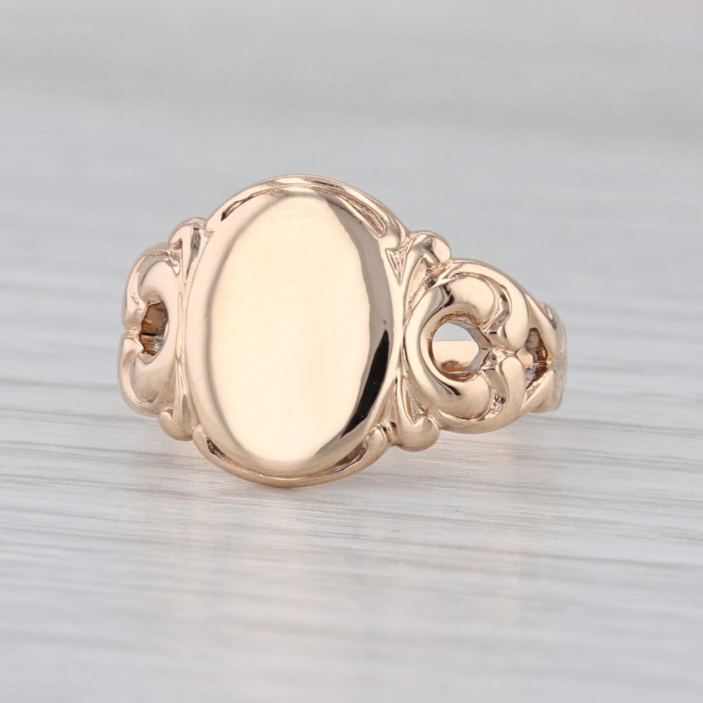 Antique Engravable Signet Ring 10k Yellow Gold Size 5.5