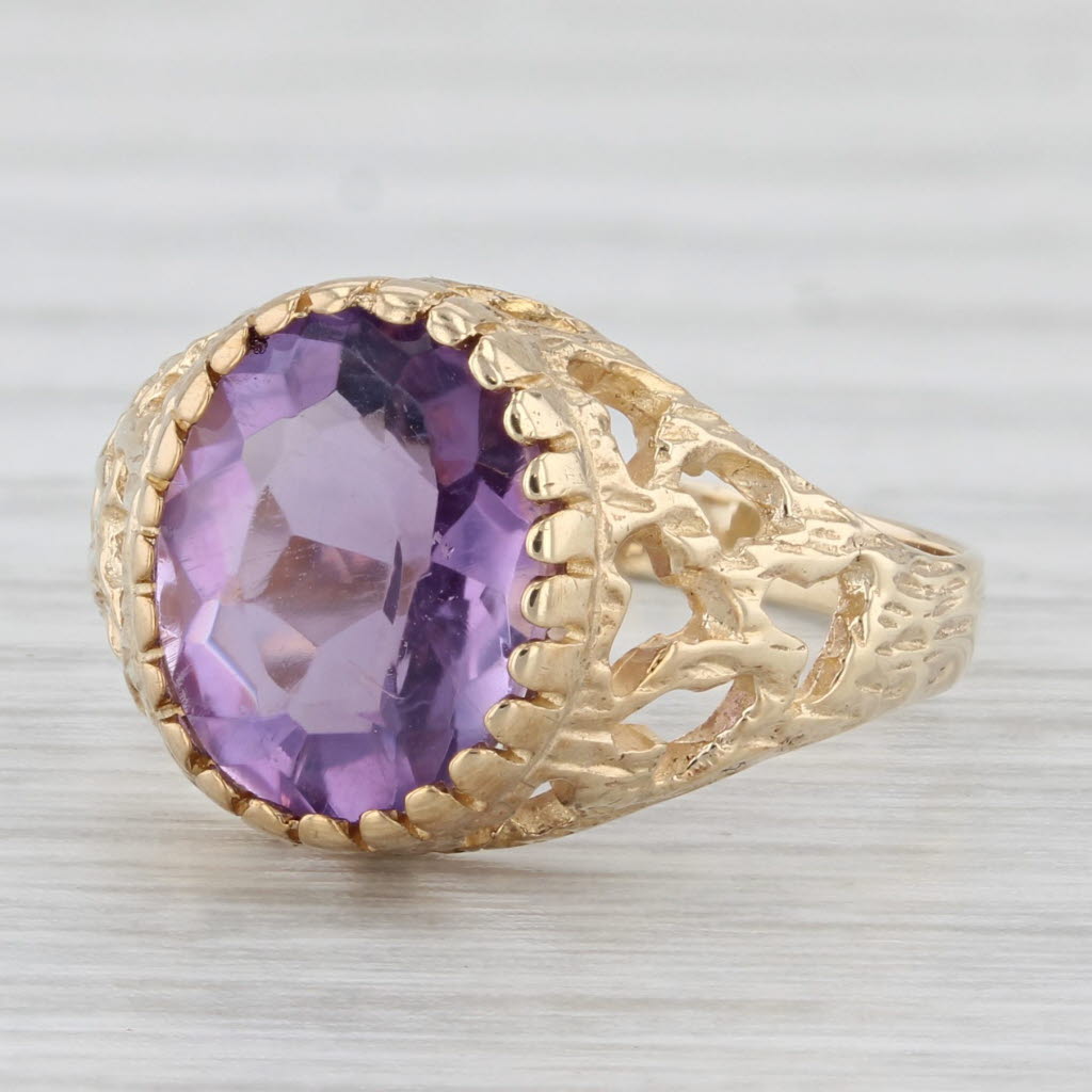 Light Gray 2.52ctw Oval Amethyst Solitaire Ring 9k Yellow Gold Size 6.25