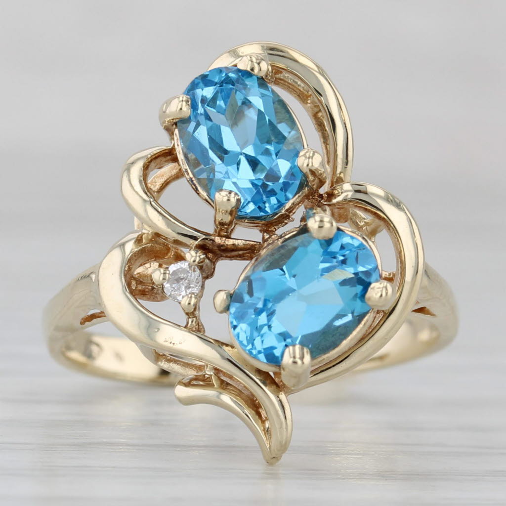 Gray 2.12ctw Blue Topaz Diamond Ring 14k Yellow Gold Size 6.5 Cocktail